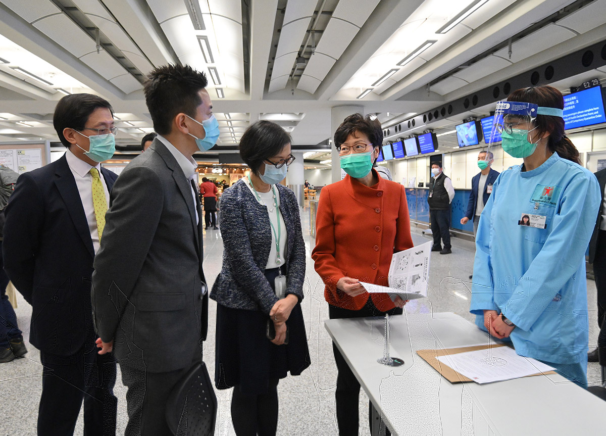 CE inspects compulsory quarantine measures at Hong Kong International Airport (19.3.2020)